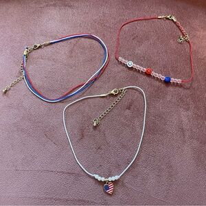 Set of 3 Fourth of July Choker Necklaces